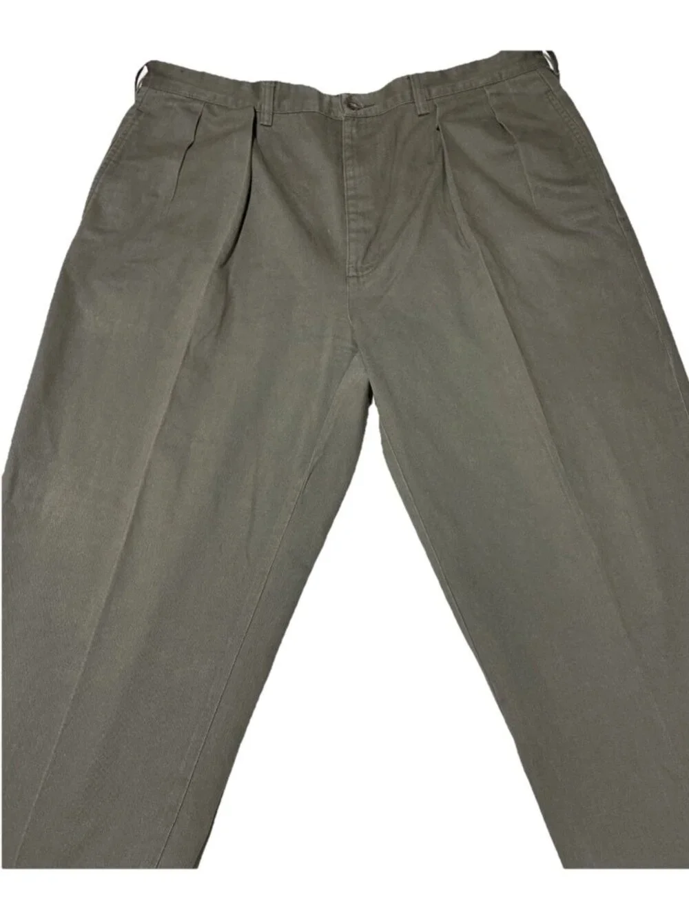 Heavyweight Gray Twill Work Trousers Mens 38x29 Flat Front Straight Leg Durable